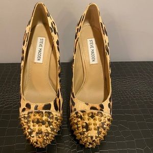 Steve Madden real fur printed cow hair heels